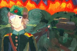 Шалова  Наталья, 12 лет, «После боя»,б. гуашь, «ДХШ им. И.С. Куликова», г. Муром, Владимирская обл.