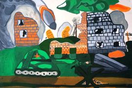 Герд Александра, 12 лет, «Сталинградская улица», тон. б., гуашь, «ДШИ Омского района», Лузинский филиал, с. Лузино, Омская обл.