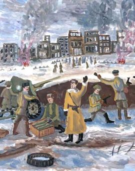 Дедиков Серафим, 15 лет, «Битва за Сталинград», б., гуашь, «ДХШ им. И.С. Куликова», г. Муром, Владимирская обл.