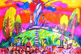 Касатов Захар, 7 лет, «Мамаев Курган. Волгоград», б., смеш. тех., «ВОДХГ», г. Волгоград