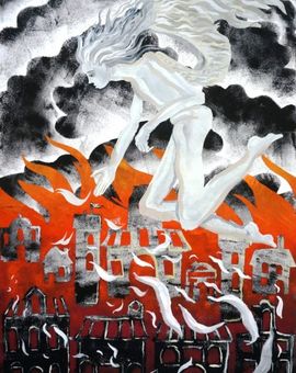 Колесниченко Полина, 15 лет, «Силы небесные», б., гуашь, ДШИ Городищенского района, п. Кузьмичи, Волгоградская обл.