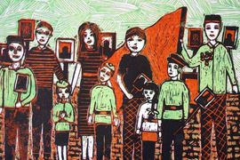106. Малеванная Екатерина, 14 лет, «Бессмертный полк», б., линогравюра, дипломант
