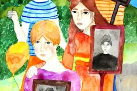 Мамулина Александра, 14 лет, «Бессмертный полк», б., акварель, СОШ № 222, г. Заречный, Пензенская обл.