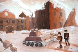Мёдова Елизавета, 13 лет, «Привоз продовольствия», б., гуашь, «ХШ им. В.А. Серова», г. Тверь