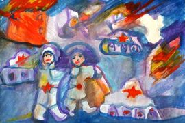 Наумова София, 7 лет, «Решительное контрнаступление, б., гуашь, СДШИ, г.Серафимович