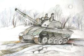Никонорова Анастасия, 13 лет, «На фронт», б., карандаши, «ДТ «Русинка», г. Волжский, Волгоградская обл.