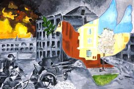 Орлова Елизавета, 14 лет, «Война и мир», б., гуашь, ДШИ, г. Михайловка, Волгоградская обл.