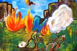 Сазонова Дарья, 11 лет, «В Сталинграде», б., гуашь, «ХШ им. В.А. Серова», г. Тверь