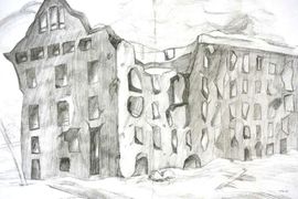 146. Устимова Кристина, 12 лет, «Альбом прадеда. Мельница Гергардта. 1943», б., карандаш, дипломант
