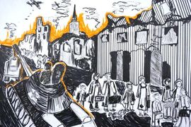 Фензингер Полина, 14 лет, «Напали на Сталинград», б., смеш. тех., «Изобильненская ДХШ», г. Изобильный, Ставропольский край