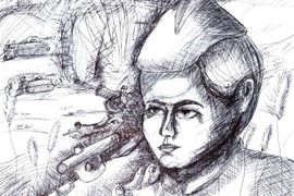 Широкова Софья, 12 лет, «Враг на прицеле. Снайпер Александр Зайцев, б.,гел. ручка, «СДШИ», г. Серафимович, Волгоградская обл.