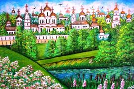 «Суздаль – город моей судьбы», орг., акрил, темпера, 60х90, 2021 г.