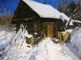 «Старая баня», орг., м., 40х50, 2021 г.