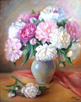 «Пионы», хнк., м., 55х45, 2022 г.