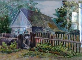 «На тихой улочке», б., акв.,  50х60, 2010 г.