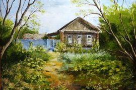 «Домик в с. Моисеево», хнк, м., 35х45, 2017 г.