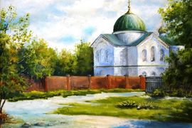 Андрющенко А.Г «Храм в г. Серафимович», хнк, м., 40х50, 2017 г.