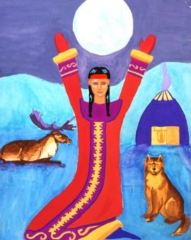  Драгунова Екатерина, 14 лет, Полярная ночь, б., гуашь, МБОУ ДОД ДХШ, г. Мурманск