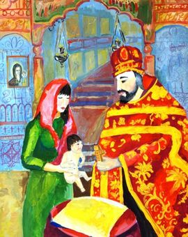 Кудрявцева Маргарита, 13 лет, Крещение, б., гуашь, ДХШ им. А.А. Бузовкина, г. Серпухов, Московская обл.