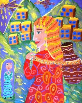 ирзабекова Эльмира, 11 лет, Солнце в моём городе, б., гуашь, ДХШ, г. Каспийск, респ. Дагестан.