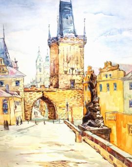 Ашимова Айсана, 16 лет, «Карлов мост. Прага», б., акварель, ДХШ–клуб ЮНЕСКО, г. Павлодар, Респ. Казахстан