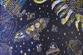 Артемова Алиса, 7 лет, «Космическое путешествие», б., граттаж, «ЦДТ», г. Биробиджан