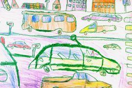 Ахмадеев Эдуард, 6 лет, «Движение», б., восковые мелки, ДШИ № 2 им. П.И. Чайковского, г. Ижевск, Удмуртская  республика