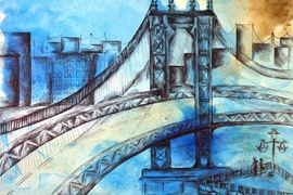 Базарбай Дамира, 12 лет, «Манхэттенский мост», б., смеш. тех., ДХШ–клуб ЮНЕСКО, г. Павлодар, Респ. Казахстан