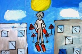 Баталова Елизавета, 10 лет, «Ботинки-пружинки», б., смеш. тех., Изобильненская ДХШ, Ставропольский край, г. Изобильный