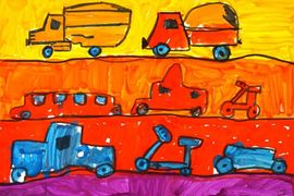 Вожегов Иван, 5 лет, «Мои машины», б., гуашь, Кировская обл. библ. для детей и юношества им. А.С. Грина, изостудия А. Белика, г. Киров
