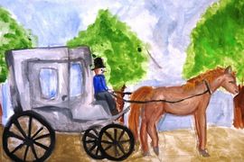 Вормина Екатерина, 11 лет, «Транспорт прошлого», б., акварель, Изобильненская ДХШ, Ставропольский край, г. Изобильный