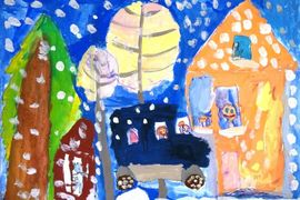 Воропаева Василиса, 6 лет, «А машина хороша!», б., гуашь, студия рисования и керамики «Рисуаль», Новосибирская область, р.п. Кольцово