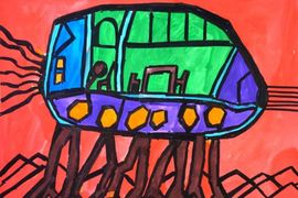 Гадо Михаил, 8 лет, «Что-то космическое», б., гуашь, «Центр. городская библ. им. А.С. Пушкина», изостудия «Воскресение», г. Киров