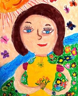 Ярослава , 6 лет, Портрет мамы, пастель