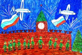 Гожева Екатерина, 10 лет, Салют на Красной площади, б., флом., ДХШ №1, г. Кострома