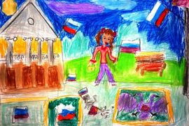 Лелекова Анастасия, 7 лет, День Флага России, б., пастель, ВОДХГ, г. Волгоград