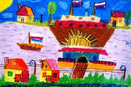 Лелекова Анастасия, 7 лет, День Флага России, б., пастель, ВОДХГ, г. Волгоград