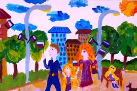 Просвирова екатерина, 8 лет, Праздник, б., гуашь, г. Волгоград