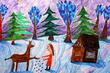 Дорофеева Ольга, 9 лет, Серебряное копытце, б., цветные карандаши