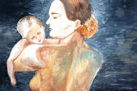 Аксенова Диана, 13 лет, Копия к картине А. Дейнеки Мать, б., гуашь, ДХШ, г. Казань
