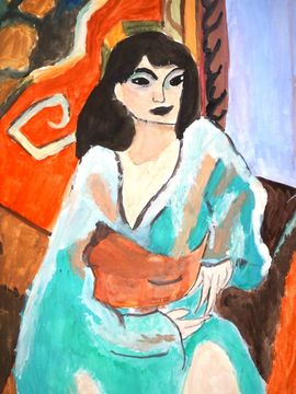 Алдамжарова Алина, 12 лет, Копия к картине А. Матисса Алисирская женщина, б., гуашь, ДХШ №1, г. Астрахань