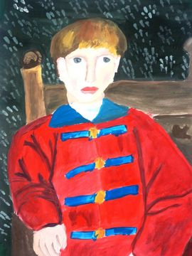 Алябьева Елизавета, 13 лет, Копия к картине В. Васнецова Портрет В. В. Васнецова сына художника, б., гуашь, ДШИ, п. Октябрьский
