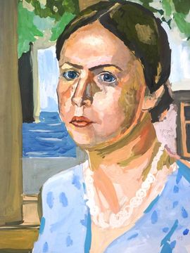 Соколова Дарья, 13 лет, Копия к картине К. Петрова-Водкина Девушка у окна, б., гуашь, ДХШ №3, г. Пенза