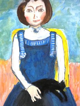 Текучева Алиса,12 лет,Копия к картине А.Матисса Девушка с черной кошкой,б.,гуашь,изостудия Розовый слон,г.Волгоград
