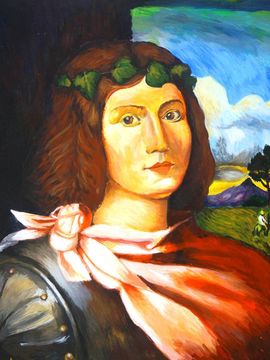 Тухватуллина Альбина, 15 лет, Копия к картине П. иль Веккью Портрет молодого человека, б., акрил, ДХШ №2, г. Казань