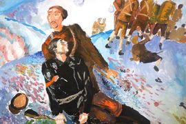Челпанов Павел, 12 лет, Копия к картине К. Петров-Водкина Смерть комиссара, б., гуашь, ДШИ, с. Лузино, Омская обл.