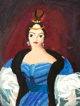 Вишникина Анастасия, 12 лет, Копия к картине С. Зарянко Портрет молодой женщины, б., гуашь, ДШИ №11, г. Ульяновск