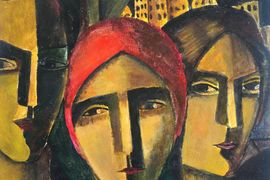 Галявцева Илюза, 12 лет, Копия к картине Г. Григорян Траур по Ленину, б., акрил, ДХШ №2, г. Казань