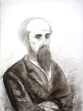Григорян Лиана, 15 лет, Копия к картине В. Славинского Портрет П.П. Чистякова, б., уголь, ДШИ, г. Серафимович