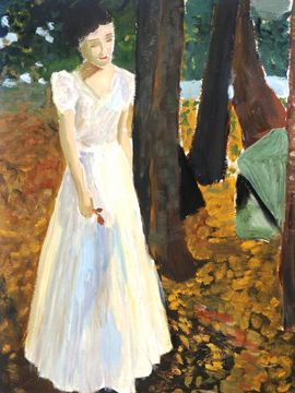 Гуманюк Анна, 13 лет, Копия к картине К. Коровина Осень. Девушка в саду, б., гуашь, ДХШ №2, г. Липецк
